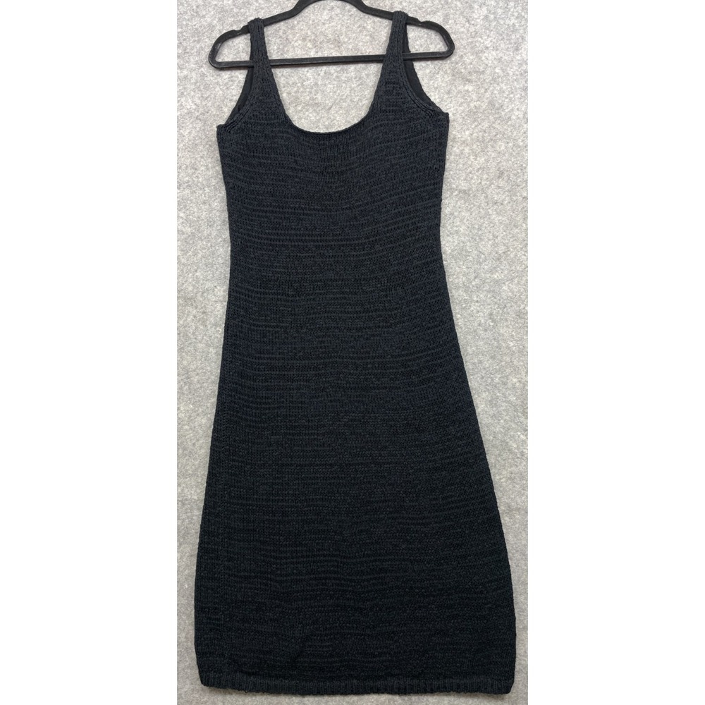 Vince Textured Square Neck Tank Dress Black Medium